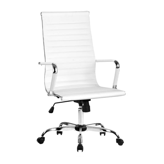Image of artiss office chair conference chairs pu leather high back white  suitable for aged care, corporate offices, and commercial settings