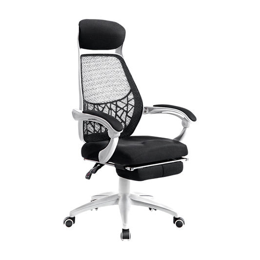 Image of artiss mesh office chair recliner black white  suitable for aged care, corporate offices, and commercial settings