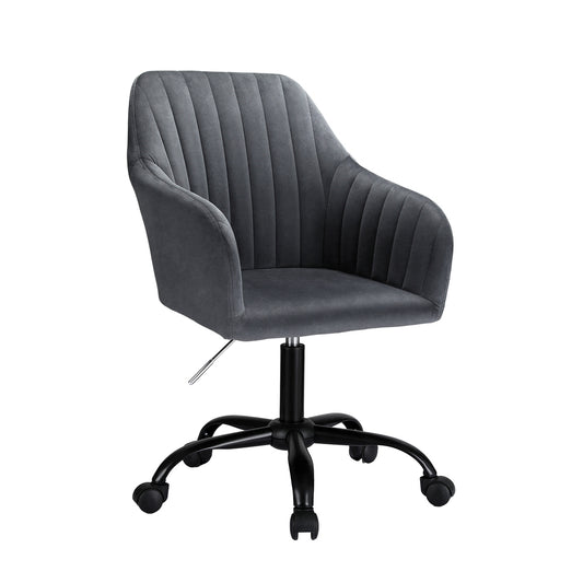 Image of artiss office chair velvet seat dark grey  suitable for aged care, corporate offices, and commercial settings