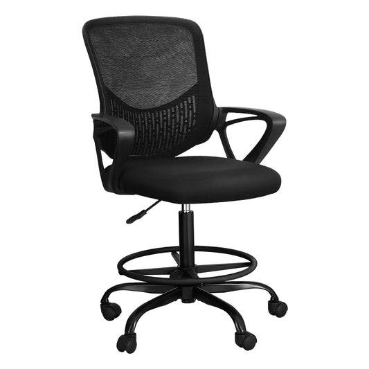 Image of artiss office chair drafting stool computer standing desk mesh chairs black  suitable for aged care, corporate offices, and commercial settings