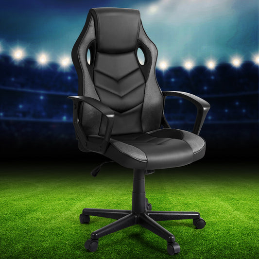 Image of artiss gaming office chair computer chairs grey  suitable for aged care, corporate offices, and commercial settings