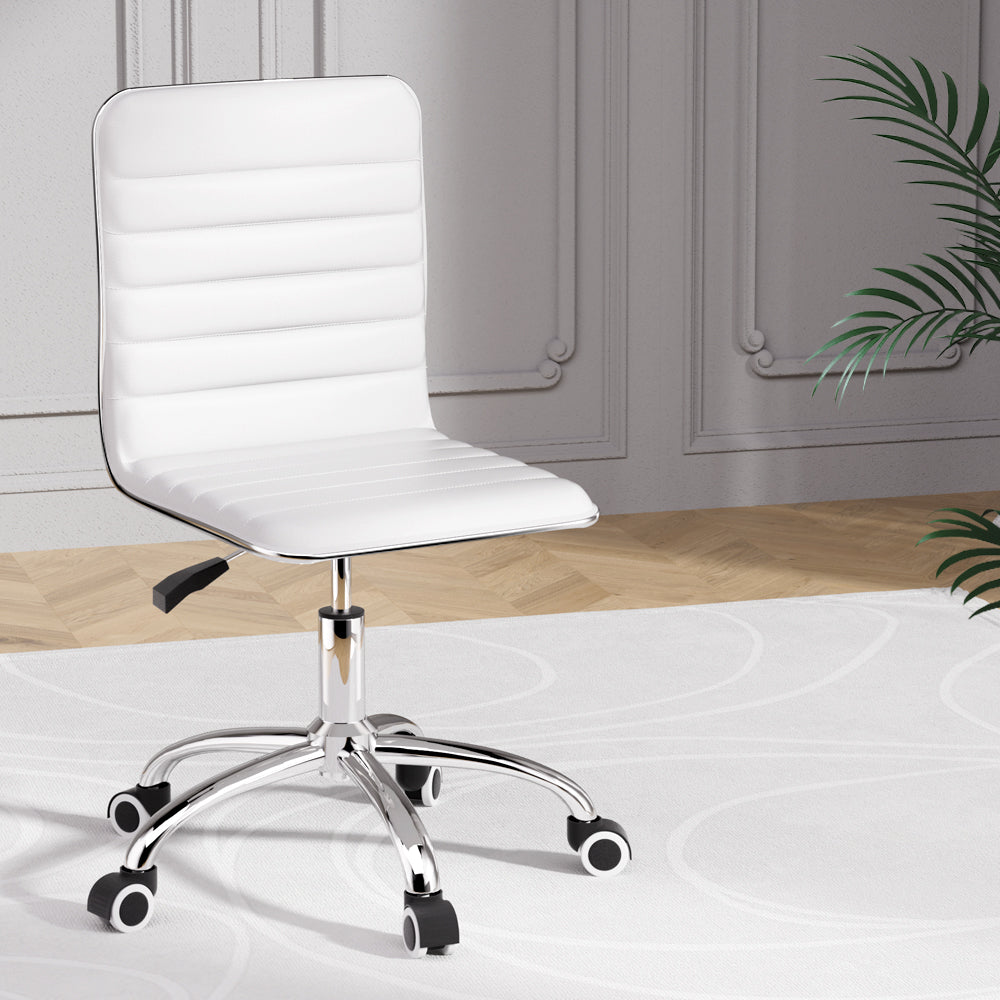 Image of artiss office chair conference chairs pu leather low back white  versatile for both home and professional use