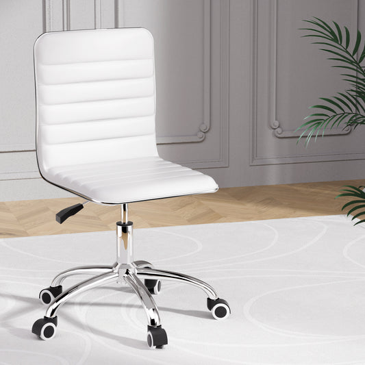 Image of artiss office chair conference chairs pu leather low back white  versatile for both home and professional use