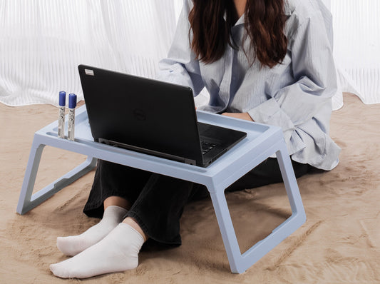Image of multifunction laptop bed desk with foldable legs for home office (blue)  versatile for both home and professional use