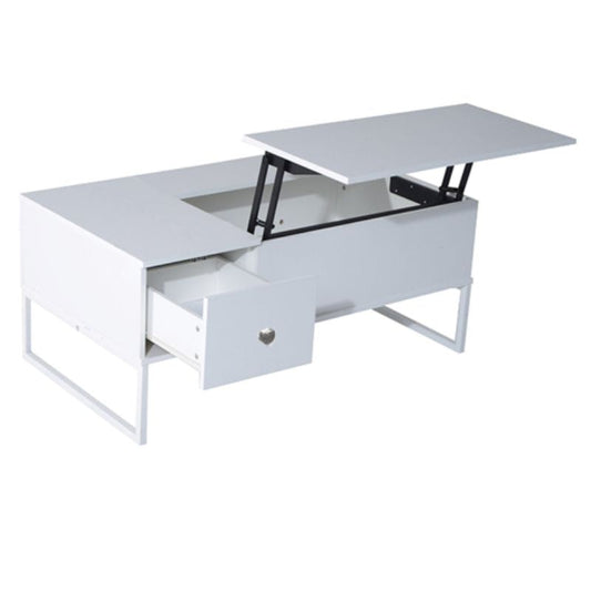 Image of lift up white coffee table with storage  ideal for luxury casual home interiors