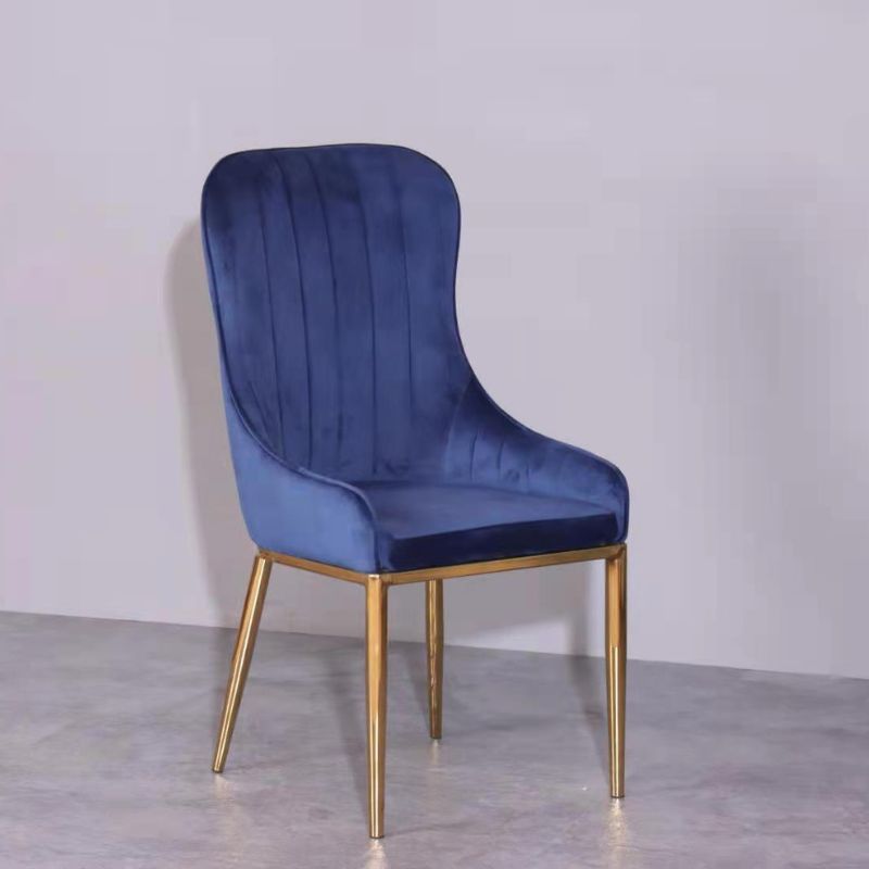 Image of vivian blue gold velvet dining chair 4pc  ideal for luxury casual home interiors