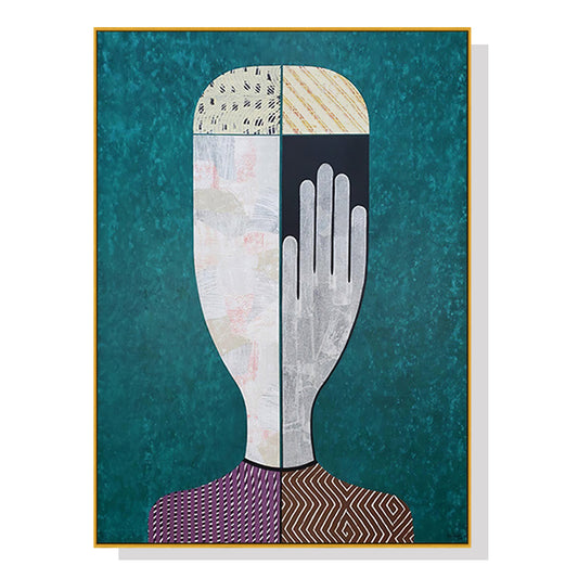 Image of wall art 60cmx90cm abstract man gold frame canvas  ideal for luxury casual home interiors