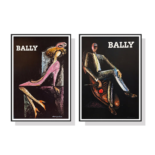 Image of wall art 60cmx90cm bally man & woman 2 sets black frame canvas  ideal for luxury casual home interiors