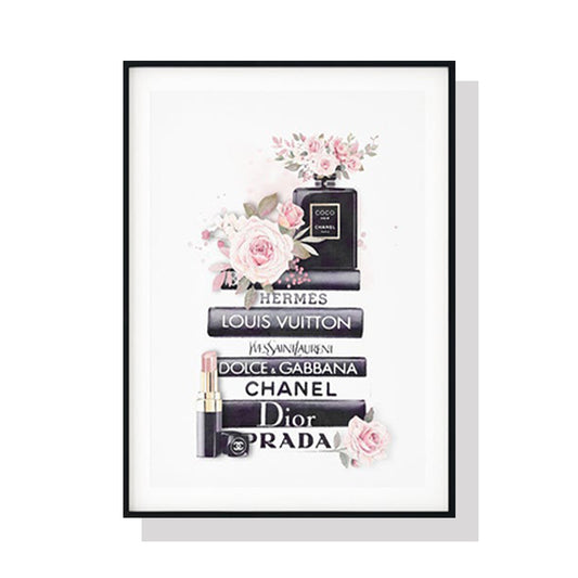 Image of wall art 70cmx100cm fashion book black frame canvas  ideal for luxury casual home interiors