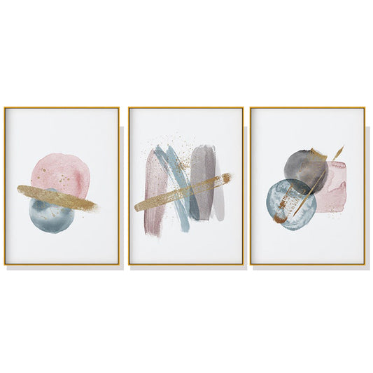Image of wall art 60cmx90cm blush pink watercolor 3 sets gold frame canvas  ideal for luxury casual home interiors