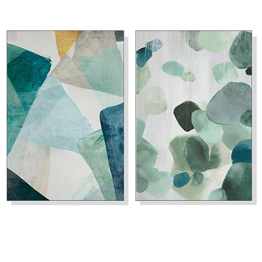 Image of wall art 90cmx135cm green marble 2 sets white frame canvas  ideal for luxury casual home interiors