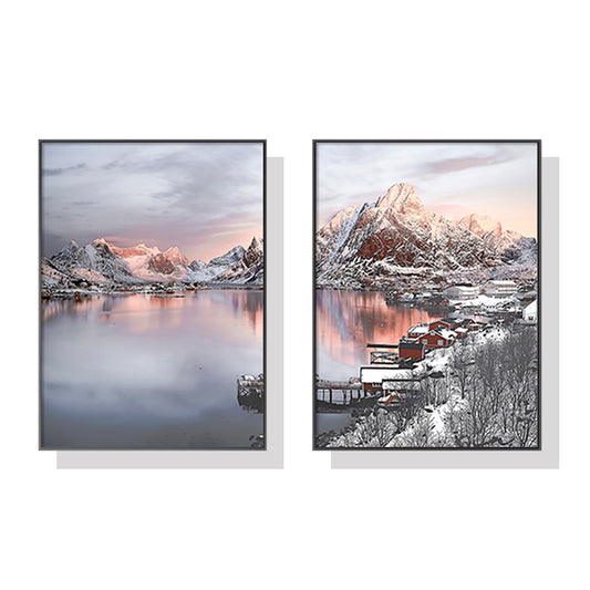 Image of wall art 80cmx120cm nordic norway 2 sets black frame canvas  ideal for luxury casual home interiors