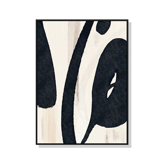 Image of wall art 90cmx135cm black ink black frame canvas  ideal for luxury casual home interiors