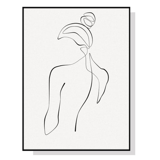 Image of wall art 40cmx60cm woman back line art black frame canvas  ideal for luxury casual home interiors
