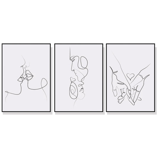 Image of wall art 80cmx120cm couples 3 sets black frame canvas  ideal for luxury casual home interiors