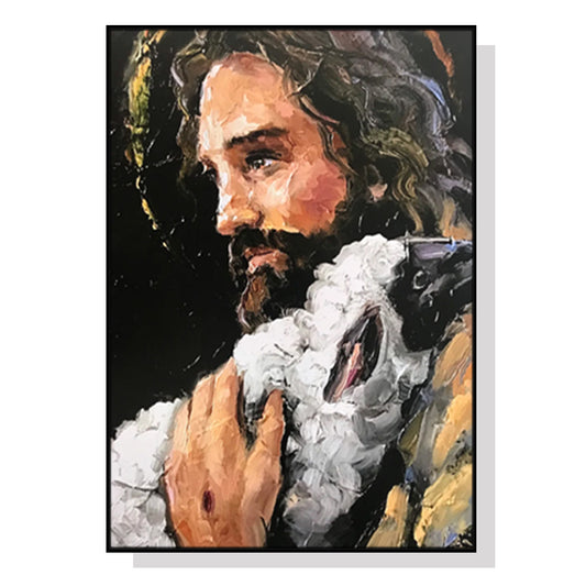 Image of wall art 90cmx135cm back in his arms black frame canvas  ideal for luxury casual home interiors