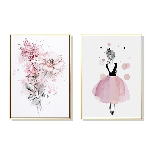 Image of wall art 50cmx70cm dancing ballerina in paris 2 sets gold frame canvas  ideal for luxury casual home interiors