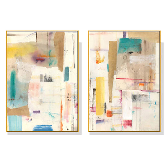 Image of wall art 80cmx120cm sonder by jean kenna 2 sets gold frame canvas  ideal for luxury casual home interiors