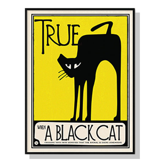 Image of wall art 90cmx135cm black cat black frame canvas  ideal for luxury casual home interiors