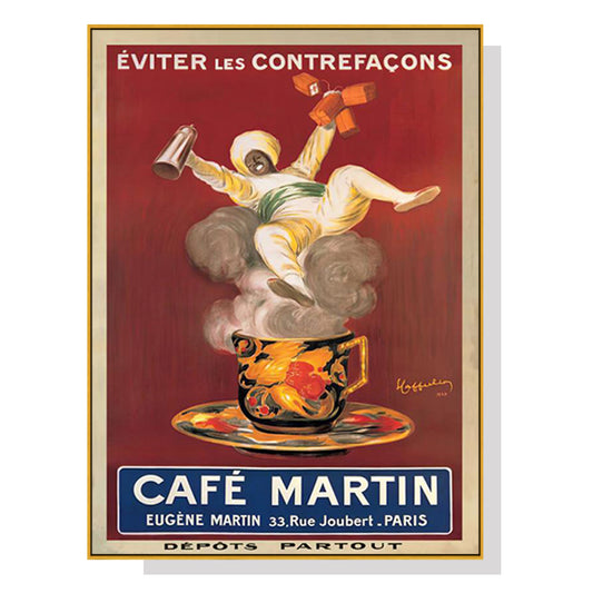 Image of wall art 100cmx150cm cafe martin gold frame canvas  ideal for luxury casual home interiors