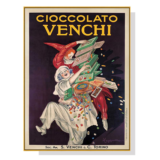 Image of wall art 40cmx60cm cioccolato venchi vintage gold frame canvas  ideal for luxury casual home interiors