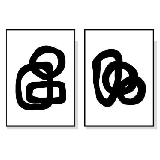 Image of wall art 80cmx120cm black and white 2 sets black frame canvas  ideal for luxury casual home interiors