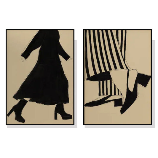 Image of wall art 80cmx120cm fashion illustration 2 sets black frame canvas  ideal for luxury casual home interiors