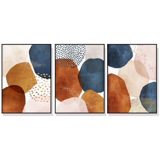 Image of wall art 80cmx120cm navy pink beige 3 sets black frame canvas  ideal for luxury casual home interiors