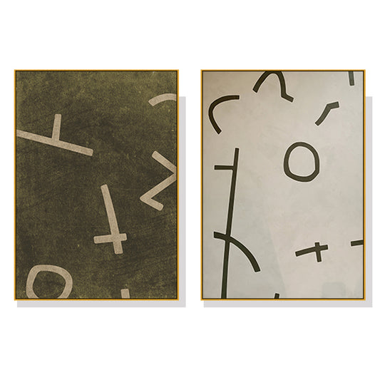 Image of wall art 80cmx120cm neutral composition 2 sets gold frame canvas  ideal for luxury casual home interiors