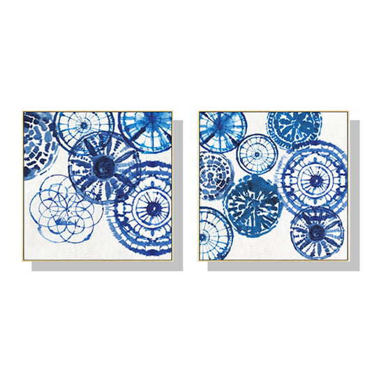 Image of wall art 40cmx40cm blue day 2 sets gold frame canvas  ideal for luxury casual home interiors