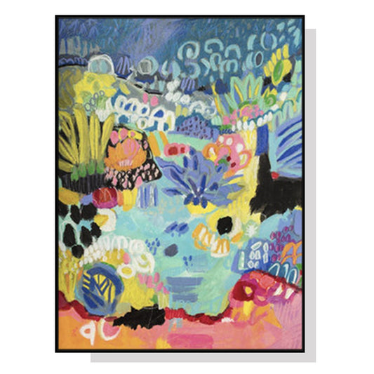 Image of wall art 90cmx135cm summer smile b black frame canvas  ideal for luxury casual home interiors
