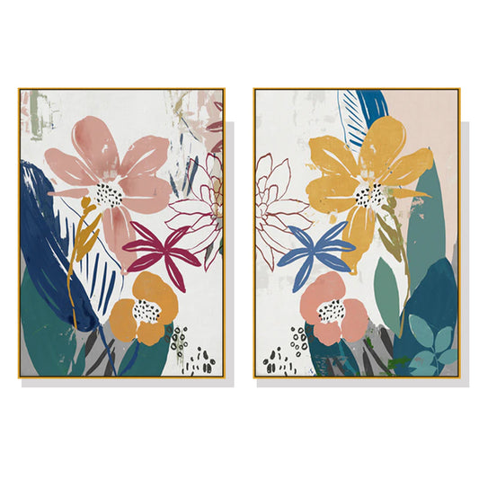 Image of wall art 100cmx150cm summer smile 2 sets gold frame canvas  ideal for luxury casual home interiors