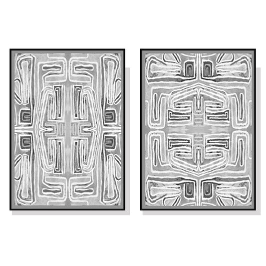 Image of wall art 80cmx120cm black white pattern 2 sets black frame canvas  ideal for luxury casual home interiors