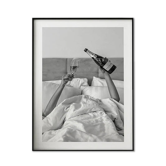 Image of wall art 70cmx100cm vintage fashion feminist picture, black frame canvas  ideal for luxury casual home interiors