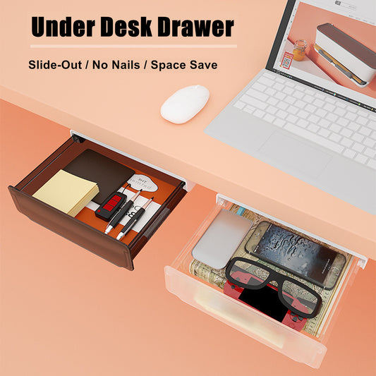 Image of under desk drawer slide-out large office organizers and storage drawers - small clear  suitable for aged care, corporate offices, and commercial settings