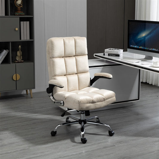 Image of velvet home ergonomic swivel adjustable tilt angle and flip-up arms office chair  versatile for both home and professional use