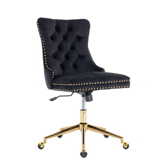 Image of velvet home office chair- black  versatile for both home and professional use