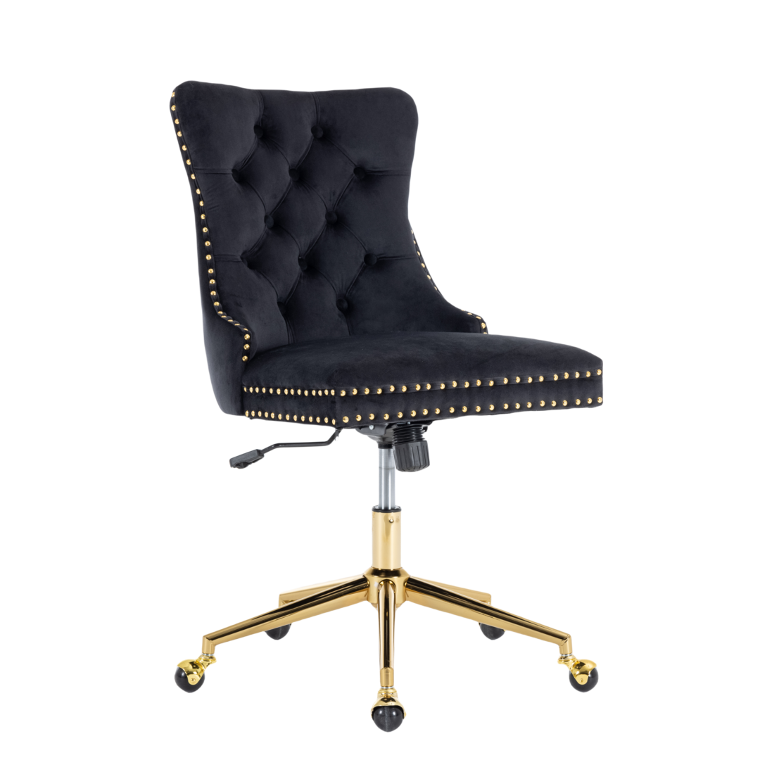 Image of velvet home office chair- black  versatile for both home and professional use