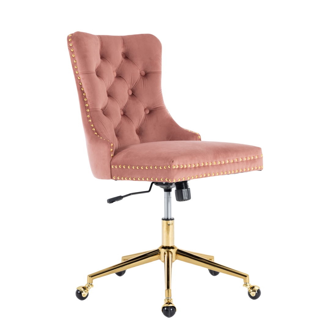 Image of velvet home office chair- pink  versatile for both home and professional use