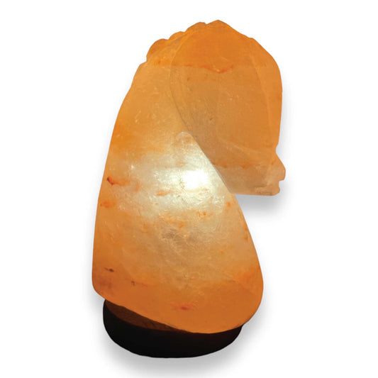 Image of 12v 12w horse himalayan pink salt lamp carved knight rock crystal light bulb on/off  versatile for both home and professional use