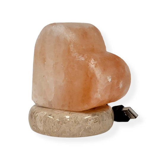 Image of usb himalayan salt lamp - heart love carved shape pink crystal rock led light  versatile for both home and professional use