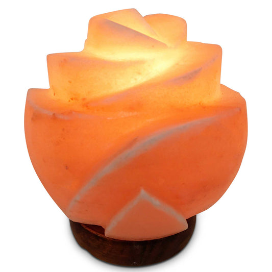 Image of 12v 12w rose himalayan pink salt lamp carved flower rock crystal light bulb on/off  versatile for both home and professional use