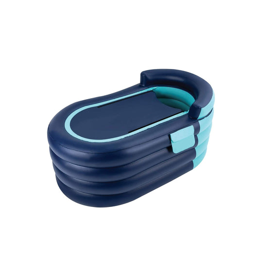 Image of portable bathtub and wireless pump - inflatable foldable collapsible adult tub  suitable for aged care, corporate offices, and commercial settings