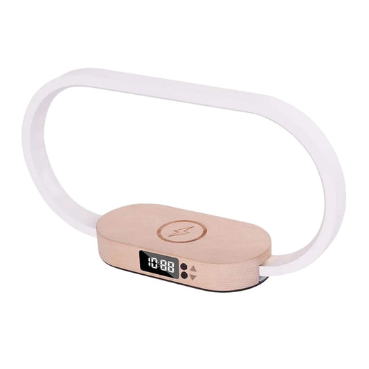 Image of wireless phone charger table lamp - usb port charging bedside light with clock  versatile for both home and professional use