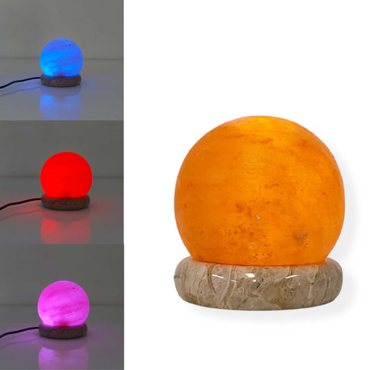Image of usb colour changing salt himalayan lamp - ball sphere shape pink rock led light  available at The Epic Shop