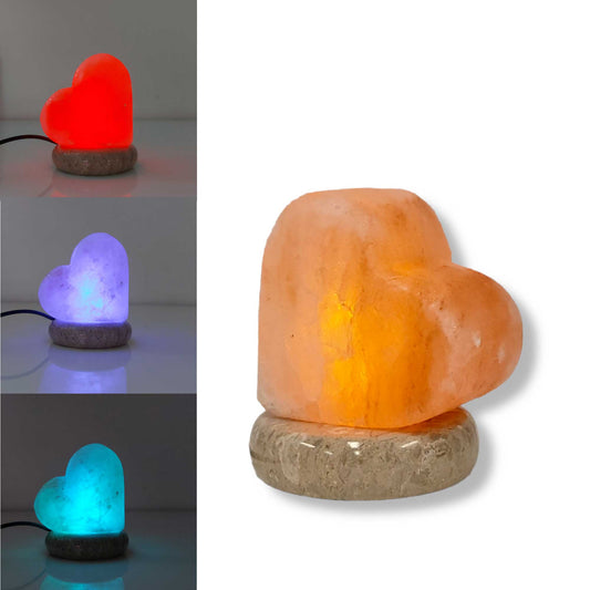 Image of usb colour changing salt himalayan lamp - heart love shape pink rock led light  available at The Epic Shop