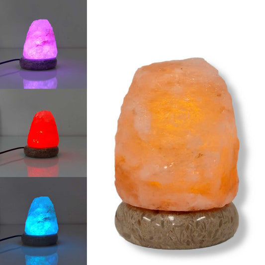 Image of usb colour changing salt himalayan lamp - natural shape pink rock led light  available at The Epic Shop