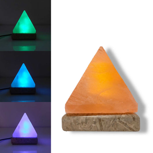 Image of usb colour changing salt himalayan lamp - pyramid shape pink rock led light  available at The Epic Shop