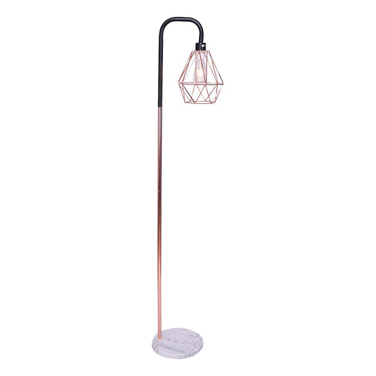 Image of sarantino rose gold floor lamp with geometric shade  versatile for both home and professional use