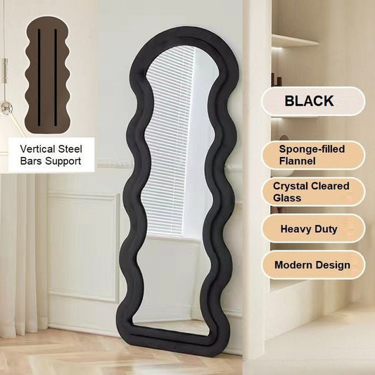 Image of 1.7m elegance curvy floor mirror wavy full lenght curvy squiggle full body irregular asymmetrical floor home decor  ideal for luxury casual home interiors
